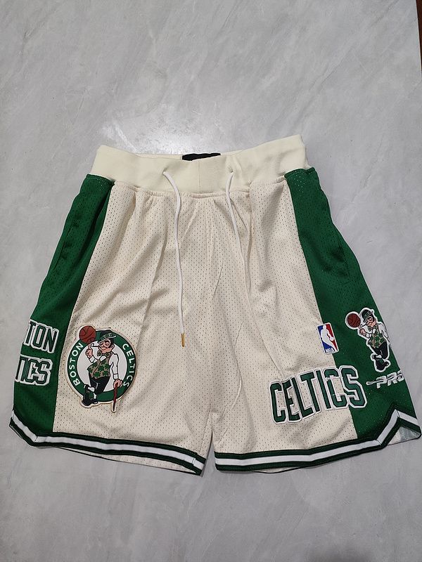2025 Men NBA Boston Celtics Shorts Cream style 1